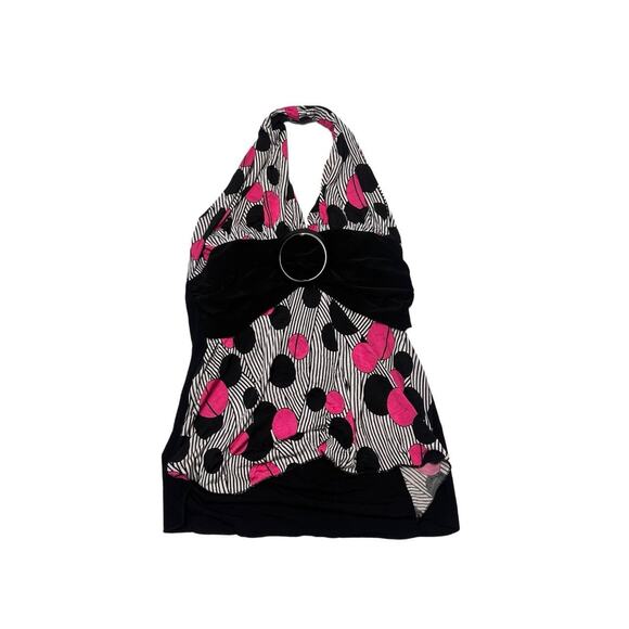 Hot Fash Super Vintage 90s Early 2000s Y2K Haltered Plunging Polka Dot Top - Picture 3 of 5